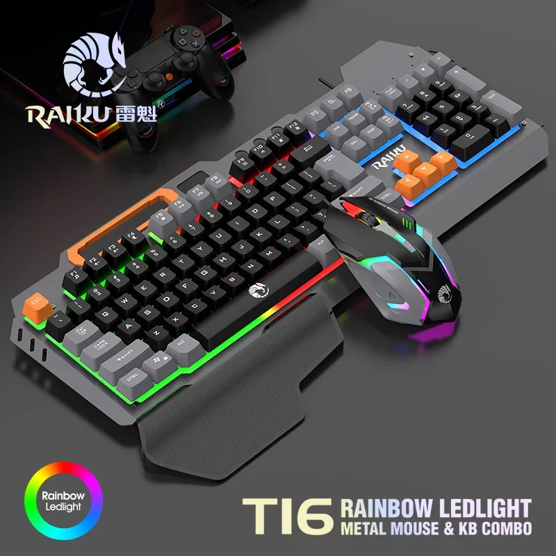 Gaming Keyboard Mouse And Headset Combo - T16 Wired Metal Gaming Backlit Keyboard