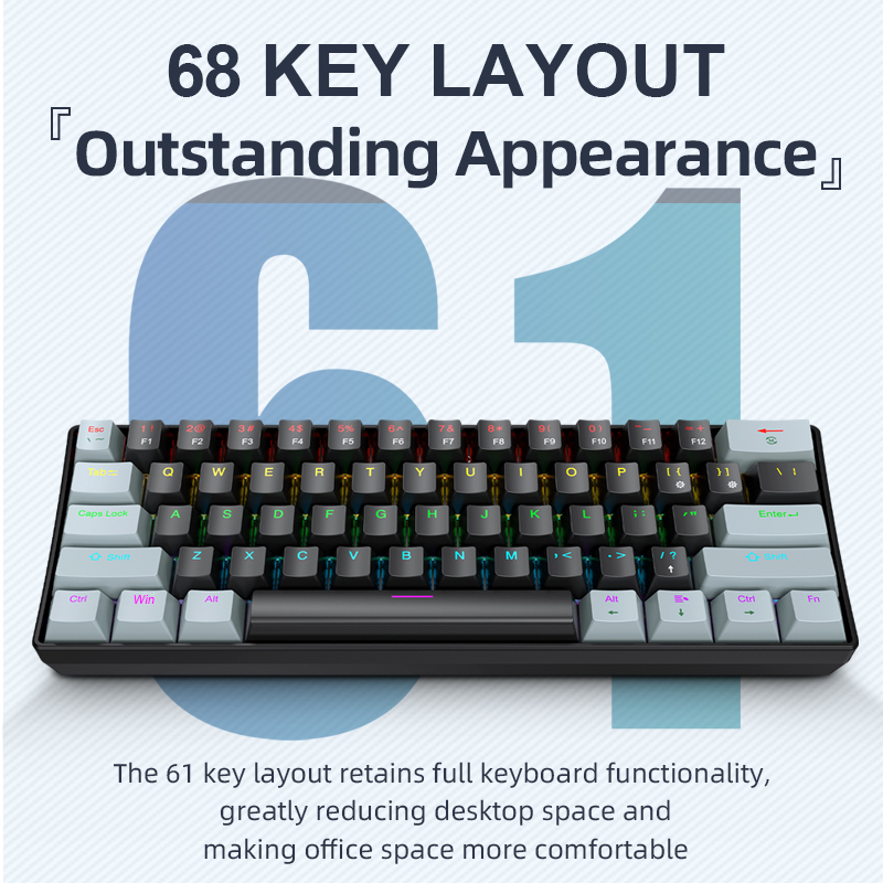 Gaming Keyboard And Mouse Combo - APAYADO K61 Mini Mechanical Keyboard,Wired,61 Keys,Phantom