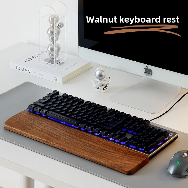 Gaming Keyboard And Mouse Combo - Solid Wood Keyboard Palm Rest Mouse