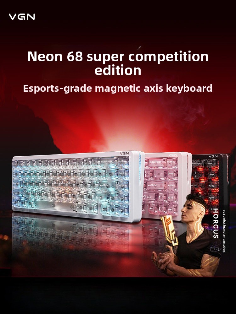 Gaming Keyboard Thocky - Custom Neon Aesthetic 68% Layout Magnetic