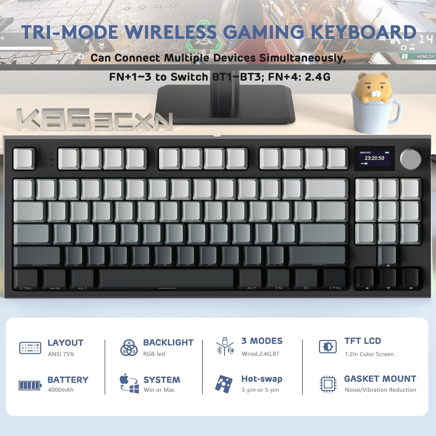 ATTACK SHARK K86 RGB 75% Wirel - Gaming Keyboard Thocky review and price