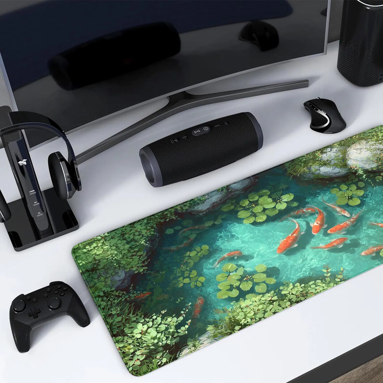 Art Kawaii Koi Fish Lotus Leaf - Gaming Keyboard Blue review and price