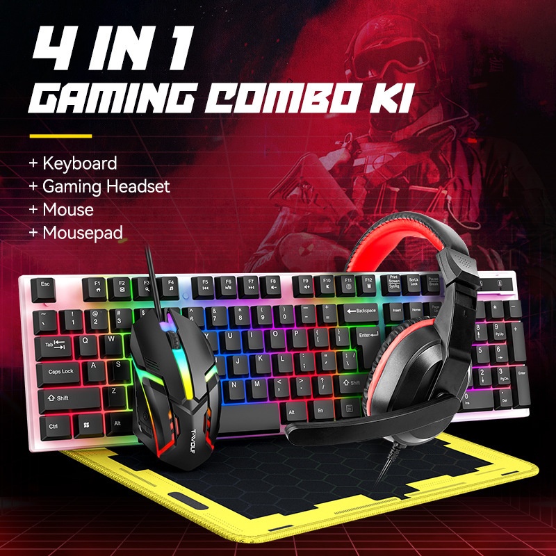T-Wolf Tf240 4 In 1 Spanish Ga - Gaming Keyboard Mouse And Headset Combo review and price