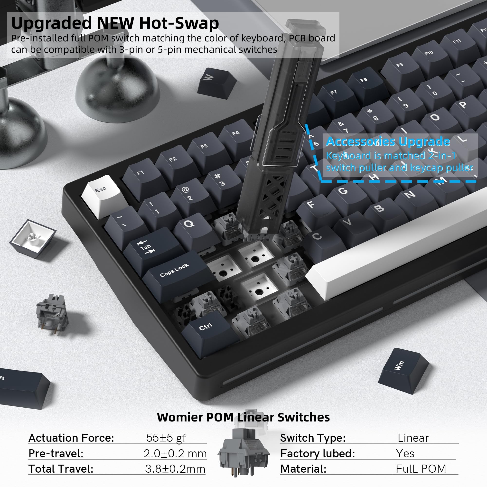 Womier MT75 Wireless Mechanica - Gaming Keyboard Thocky review and price