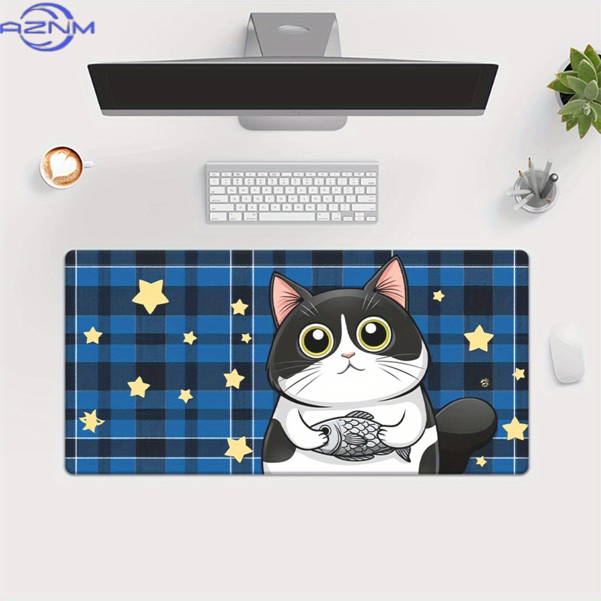 1pc Cat on Blue Stars Pattern  - Gaming Keyboard Blue review and price