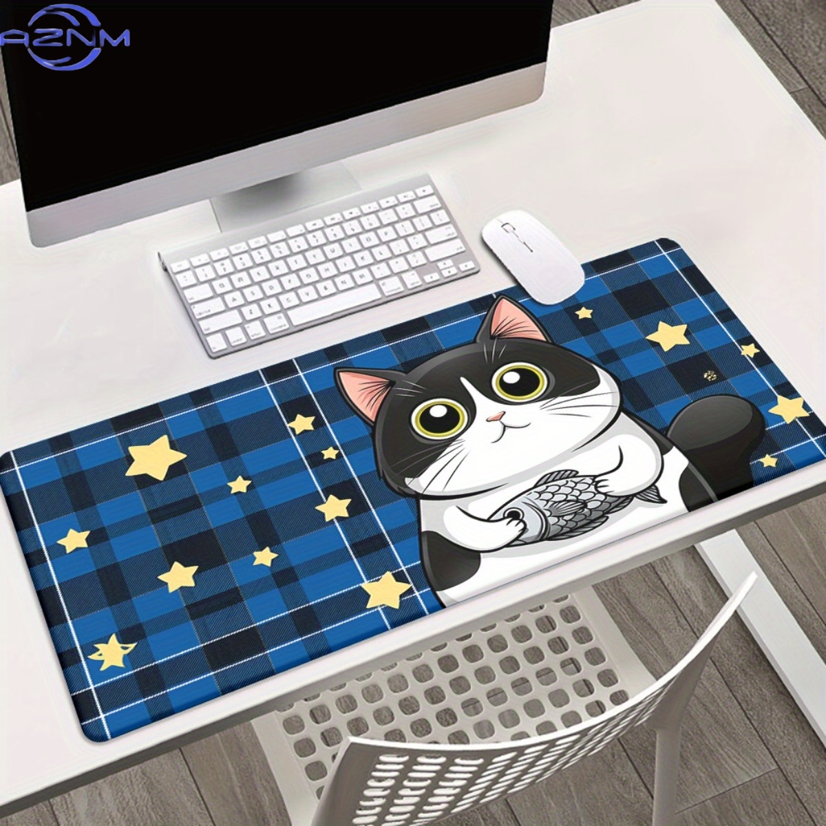 1pc Cat on Blue Stars Pattern  - Gaming Keyboard Blue review and price